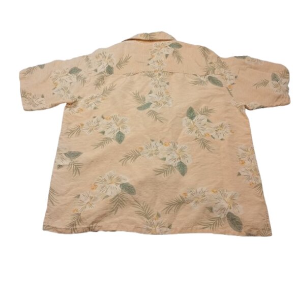 Paradise Coves Men's Button Up Floral Hawaiian Shit Size L 70% Silk 30% Linen - Picture 2 of 4